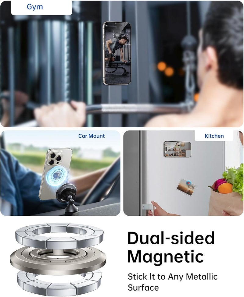 Syncwire for MagSafe Ring Phone Holder, 360° Rotation Magnetic Cell Phone Grip Dual-Sided Magnets Phone Ring Kickstand Compatible with iPhone 17 16 15 14 13 12 Pro Max MagSafe, Android, Samsung etc. - Image 5